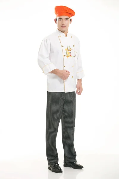 Wearing All Kinds Clothing Chef Dietitian Front White Background — Stock Photo, Image