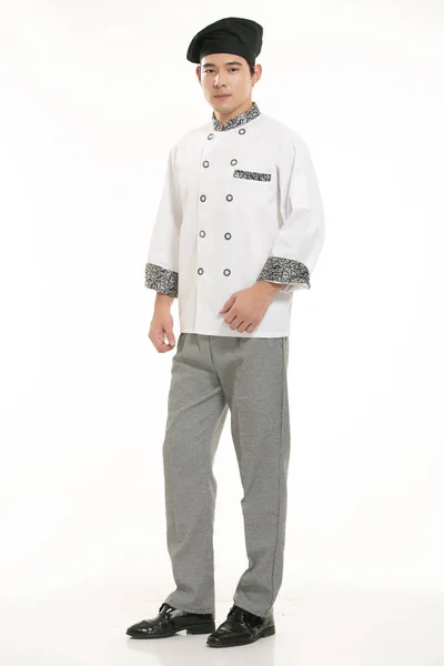 Usando Todo Tipo Ropa Chef Dietista Frente Fondo Blanco — Foto de Stock