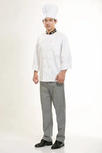 Usando Todo Tipo Ropa Chef Dietista Frente Fondo Blanco — Foto de Stock