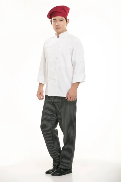 Indossare Tutti Tipi Abbigliamento Chef Dietista Fronte Sfondo Bianco — Foto Stock