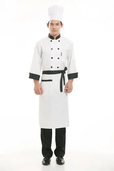 Носіння Всілякого Одягу Шеф Кухаря Дієтолога Перед Білим Тлом — стокове фото