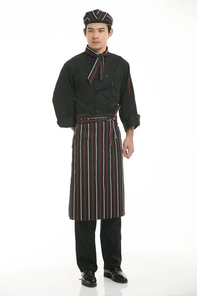 Wear Clothing Occupation Chinese Waiters White Background — Stock Photo, Image