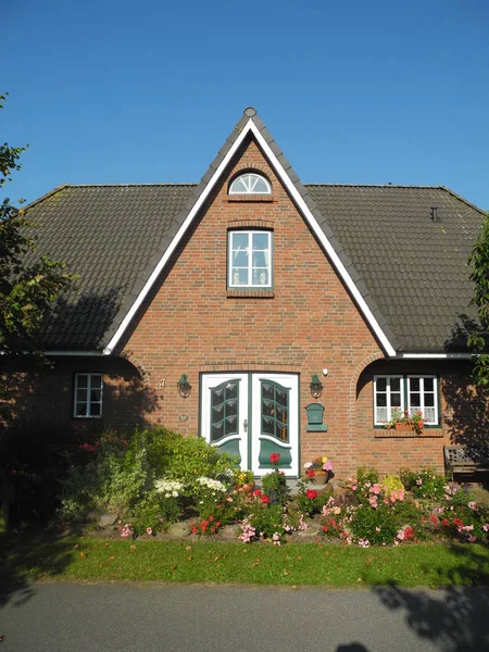 Casa Norte Alemania Edificios Schleswig Holstein Puerta Jardín Verano Casa — Foto de Stock