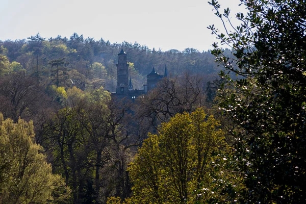 位于德国卡塞尔的带有背光城堡的Loewenburg — 图库照片