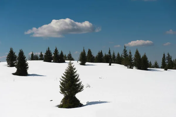 Χειμερινό Τοπίο Και Δύο Σύννεφα — Φωτογραφία Αρχείου