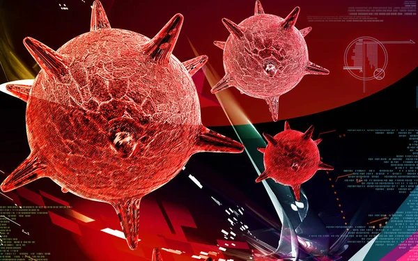 Ilustración Digital Del Virus Del Herpes Fondo Color — Foto de Stock