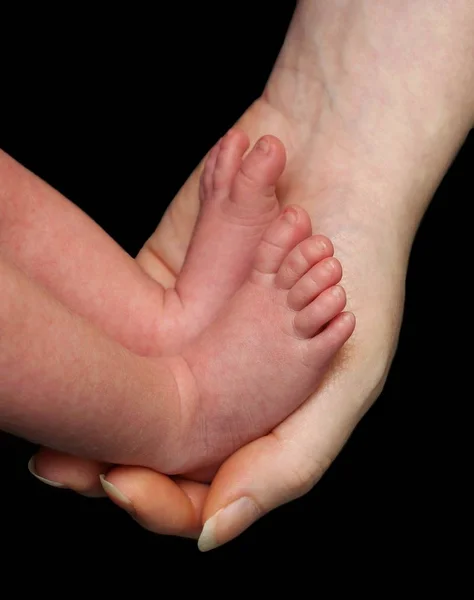 Bebek Ayaklar Annenin Ellerinde — Stok fotoğraf