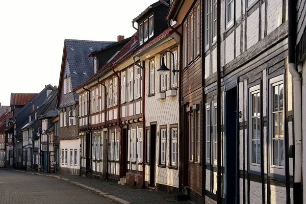 Guardare Strada Delle Patatine Fritte Nella Città Superiore Goslar — Foto Stock