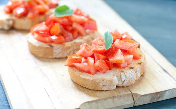 Rajče Bruschetta Olejem — Stock fotografie