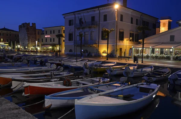 Noite Porto Bardolino Lago Garda — Fotografia de Stock