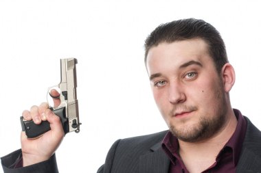 face of a man with gun clipart