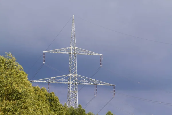 Linhas Transmissão Energia Energia Elétrica — Fotografia de Stock