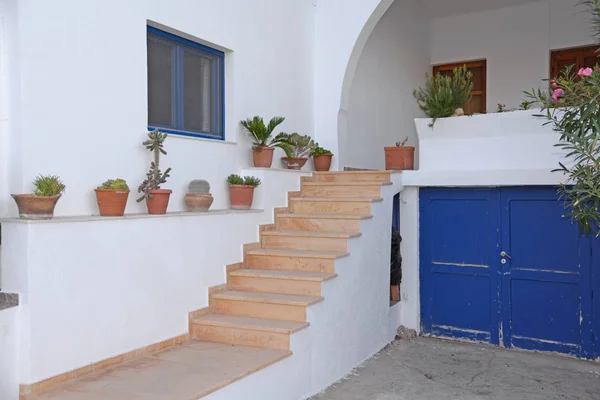 House Crete House Crete Greece White Building Architecture Stairs Window — Stock Photo, Image
