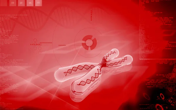 Ilustração Digital Cromossoma Fundo Colorido — Fotografia de Stock