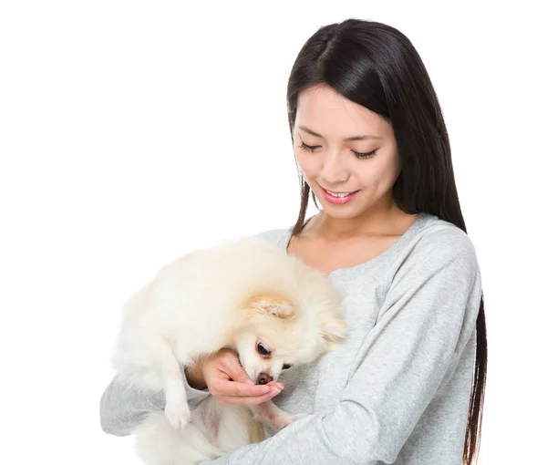 Mujer Alimentar Perro —  Fotos de Stock