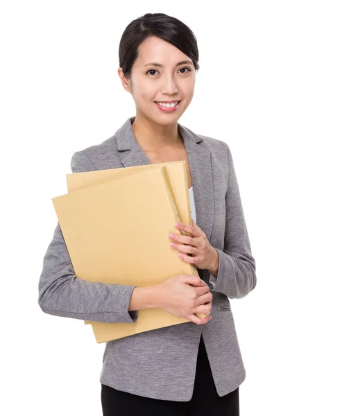 Young Businesswoman Hold Folder — Stock Photo, Image