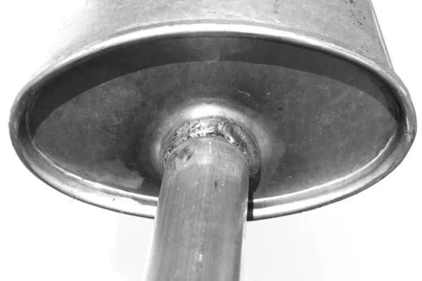 Металева Труба Краплями Води Білому Тлі — стокове фото