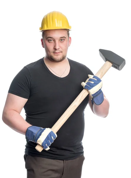 Bauarbeiter Mit Hammer Und Schraubenschlüssel — Stockfoto