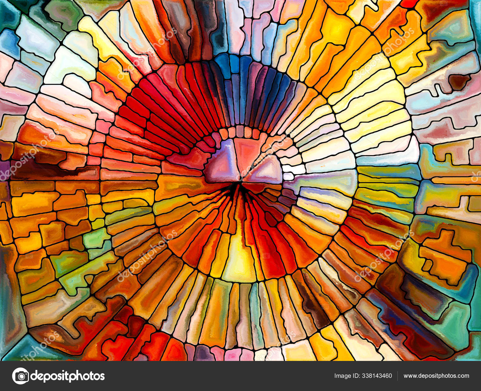 Stained Glass Pattern Series Interplay Virtual Stained Glass Fragments Subject Stock Photo C Panthermediaseller 338143460
