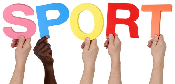 Multicultural People Group Holding Word Sport Cut — Stock Photo, Image
