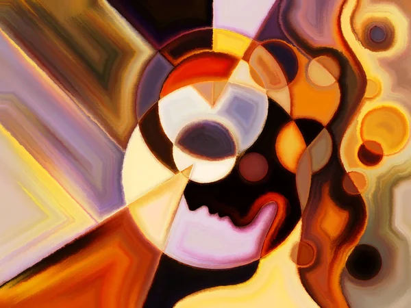 Kolory Serii Umysłu Graficzny Kompozycja Elementów Ludzkiej Twarzy Oraz Kolorowe — Zdjęcie stockowe