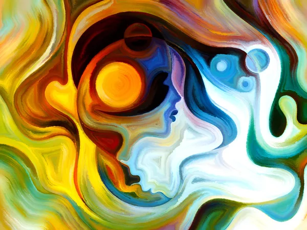 Серия Colors Mind Дизайн Состоящий Элементов Человеческого Лица Красочных Абстрактных — стоковое фото