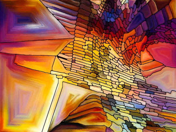Glasmålningar Mönster Serie Arrangemang Virtuella Målat Glas Fragment Föremål Konst — Stockfoto