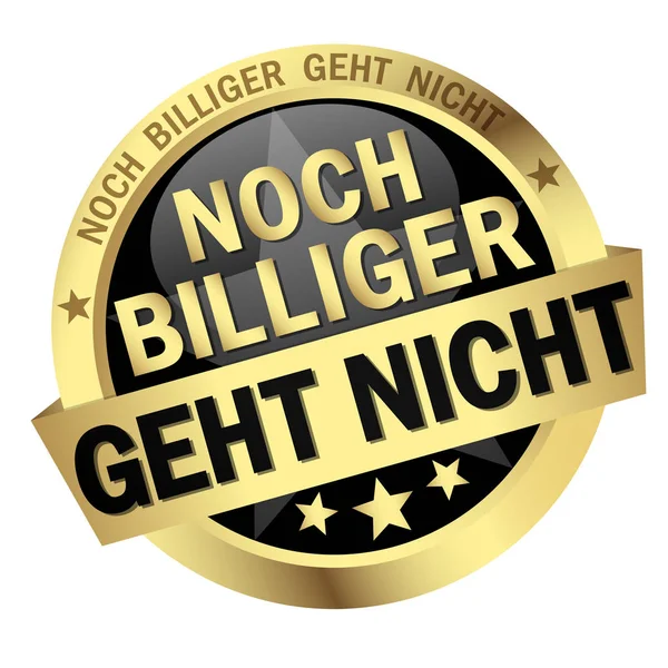 Goldknopf Mit Banner Und Text Noch Billiger Geht Nicht — Stockfoto