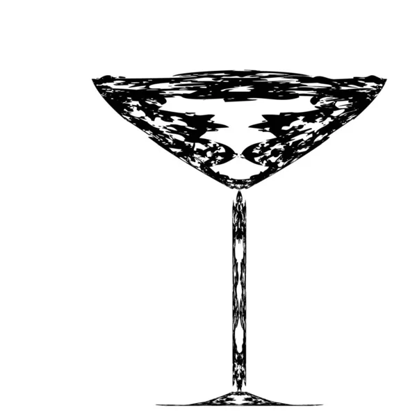 图标玻璃葡萄酒杯 白兰地 威士忌和马提尼剪影的白色背景 — 图库照片