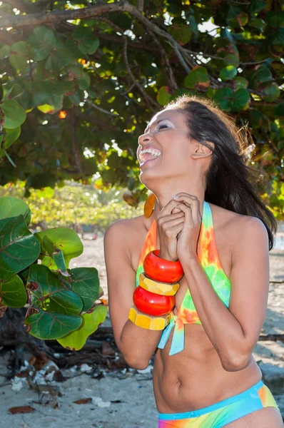 Menina Bonita Sexy Posando Praia República Dominicana — Fotografia de Stock