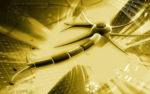 Цифровая Иллюстрация Нейрона Цветном Фоне — стоковое фото