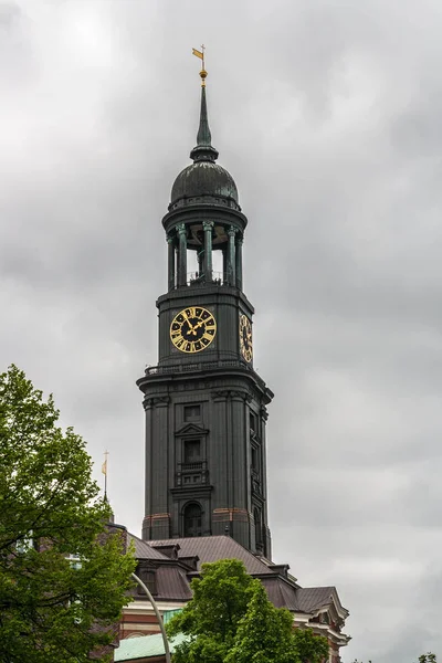 Imagem Mostra Torre Igreja Michaelis Hamburgo — Fotografia de Stock