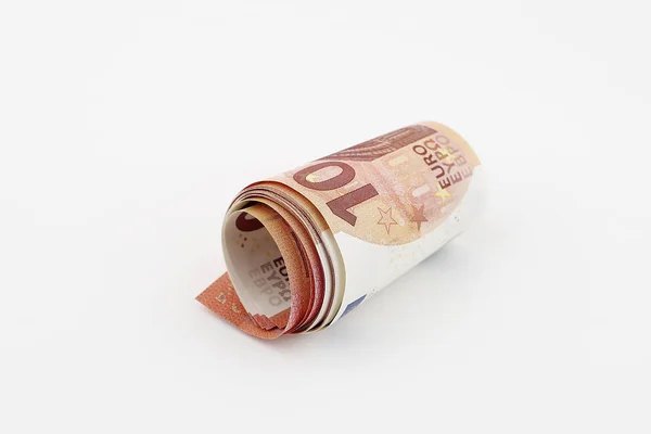 Euro Peníze Role Bílém Pozadí — Stock fotografie