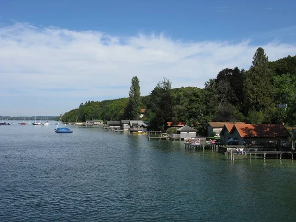 Båthus Sjön Starnberg — Stockfoto