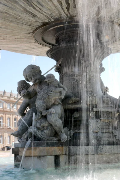 Figure Fountain Front Castle Stuttgart Royalty Free Stock Images