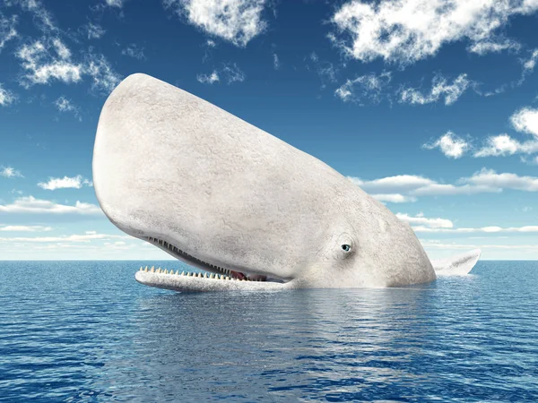 电脑生成的3D图解与正在出现的抹香鲸 — 图库照片