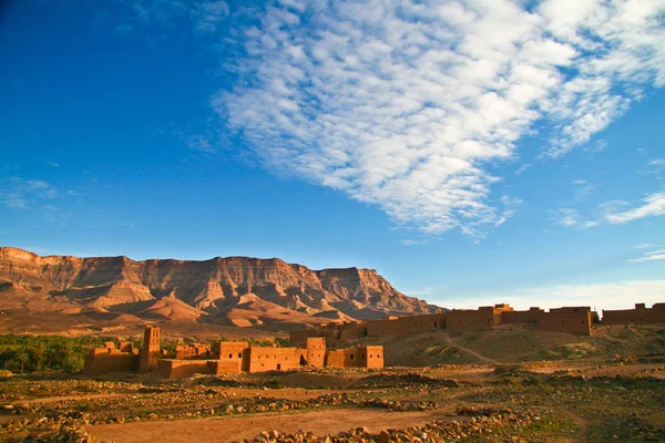 Panorama Den Antika Marockanska Kasbah Tamnougalt Draa Valley Äldsta Lera — Stockfoto