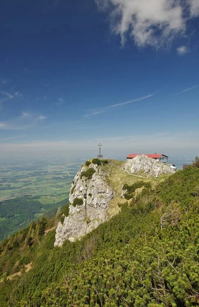 Hochfelln Croce Sommitale Hochfellnhaus Bavaria Superiore — Foto Stock