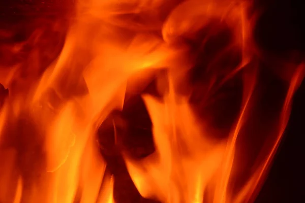 Brennendes Feuer Loderndes Orangerotes Feuer — Stockfoto