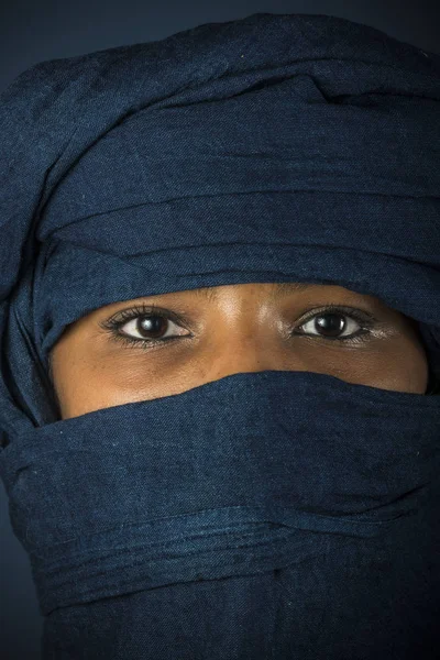 Menina Tuareg Targia Com Chech Origem Algeriana — Fotografia de Stock