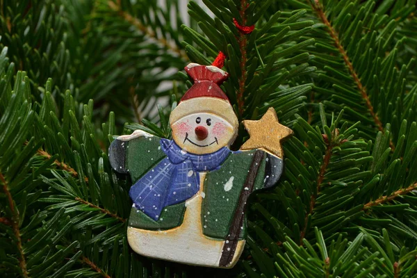 Muñeco Nieve Árbol Navidad — Foto de Stock