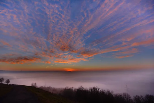 Sonnenuntergang Winternebel — Stockfoto