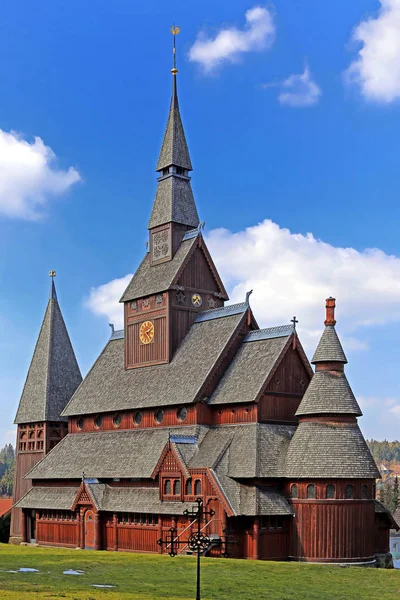Sydöstra Vyn Gustav Adolf Stave Kyrkan Hahnenklee Harz — Stockfoto