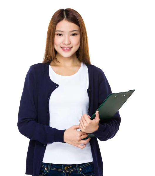 Young Woman Holding File — Stock Photo, Image