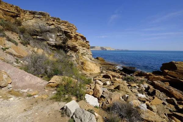 Skalnaté Pobřeží Atlantickém Pobřeží Mezi Burgau Luz Algarve Portugalské — Stock fotografie