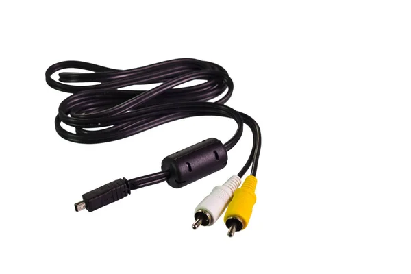 Mini Usb Rca Audio Cable Izolált Fehér Háttér — Stock Fotó