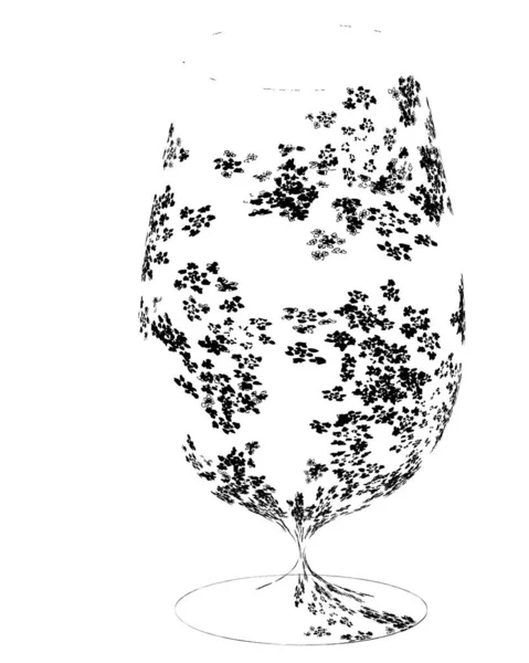 アイコングラス ワイングラス ブランデー ウイスキー マティーニのシルエットを白い背景に — ストック写真