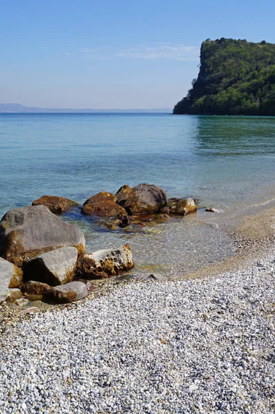 Lago Garda Lido Manerba Playa Con Rocas —  Fotos de Stock