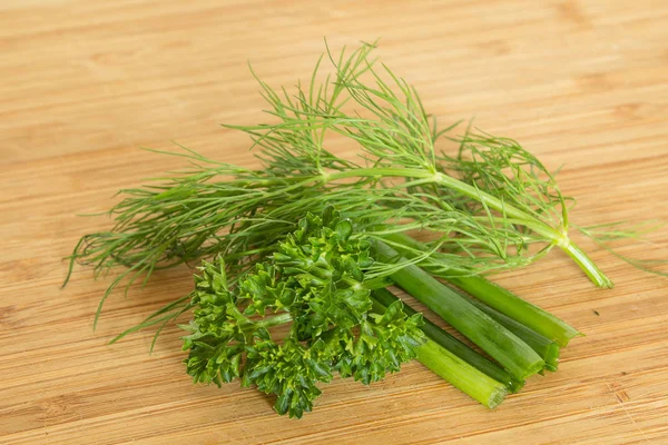 Mixed Herbs Cut Wooden Board — Stock Photo, Image