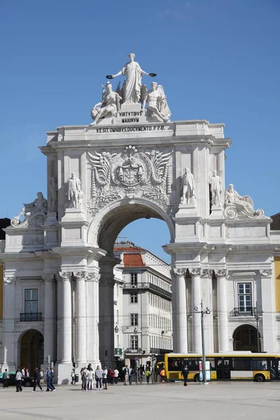 Monumental Triumfbåge Dme Handel Centrum Lisbon Klarblå Himmel — Stockfoto